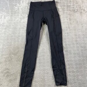 Lululemon Fast Free 7/8 Leggings II Womens‎ Size 2 Black Workout Training Run